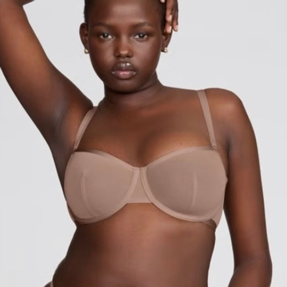 CUUP The Balconette Mesh Underwire Bra in Taupe Dark Tan Womens 34H